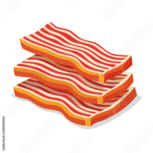 Stack of Bacon Slices Flat Design Illustration