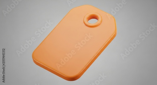 Minimalist 3D Render of a Floating Orange Tag with Smooth, Beveled Edges