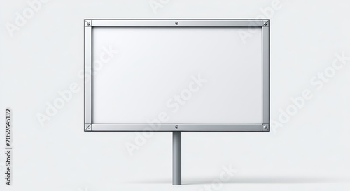 Blank metal billboard advertising frame isolated on white background