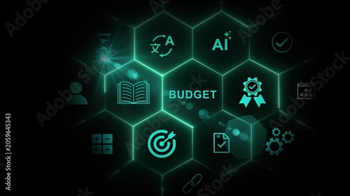 budget planning icon and Business structure of network, financial forecasting tools, expense optimization strategies, cost reduction methods, investment management solutions