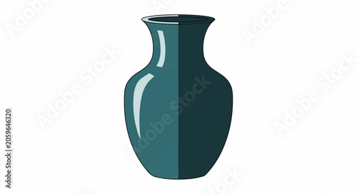 Elegant teal ceramic vase with a polished finish and sculpted curves, isolated on white