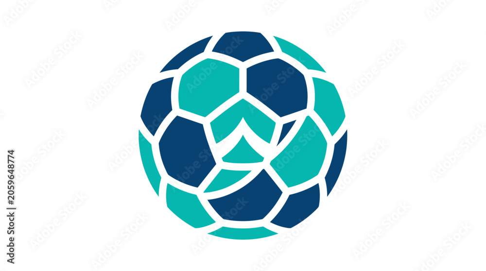 Fototapeta premium Blue Green Soccer Ball Graphic Design.
