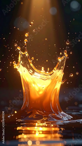 Splash of orange liquid in sunlight.