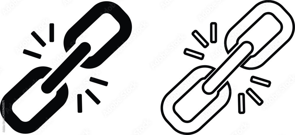 Fototapeta premium Chain Link Icon Set Collection Group, Linked Chain Connection Symbols Bundle, Security Strength, Unity, Network, Attachment Vector in Flat and Line Style