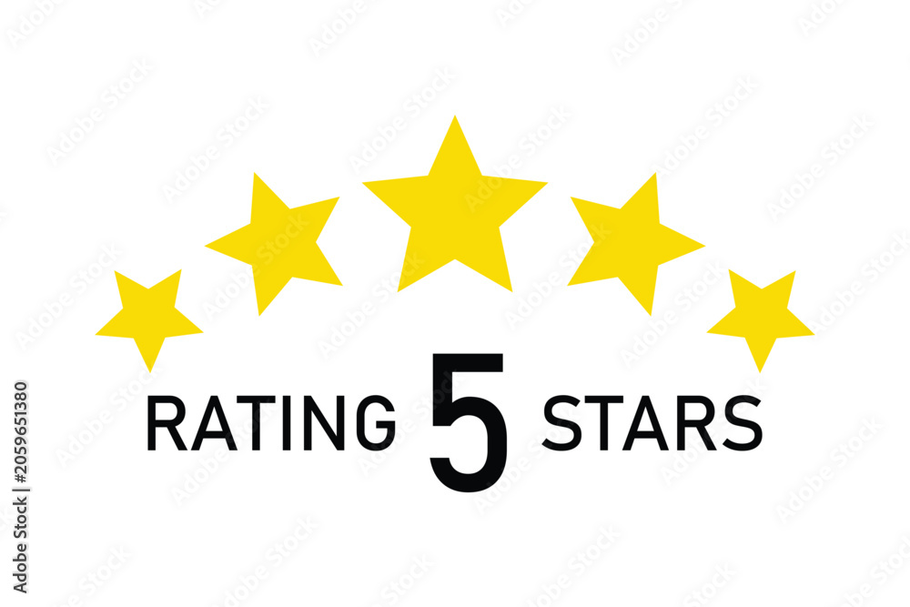 Fototapeta premium Golden five star rating symbol with text