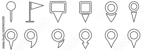 Location map pin icons set, Map marker pointer icon set with outline style. Map pin icon. location pin place marker. Location icon. Map marker pointer icon set. 