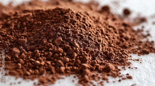 Cocoa powder fine texture close up dark brown