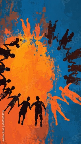Abstract Football Players Circle Symbolizing Global Unity