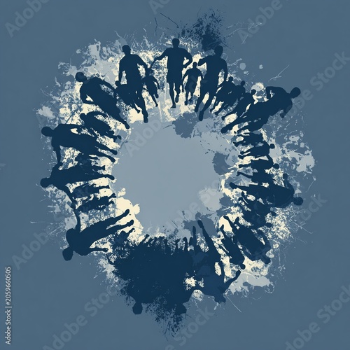 Abstract Football Players Circle Symbolizing Global Unity