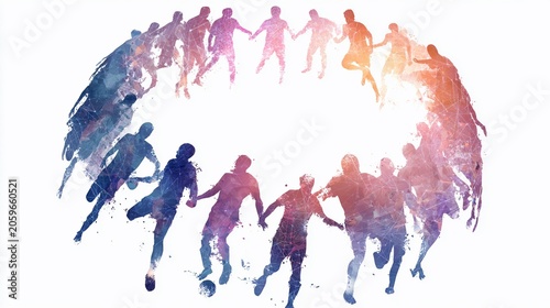Abstract Football Players Circle Symbolizing Global Unity