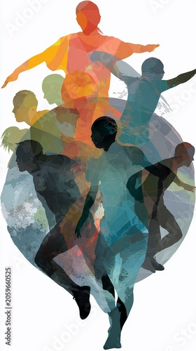 Abstract Football Players Circle Symbolizing Global Unity