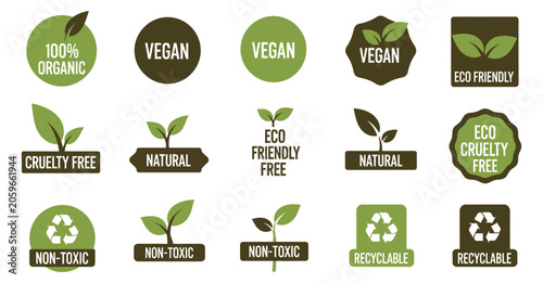 Fotografie Eco friendly sales stickers labels collection vector illustration
