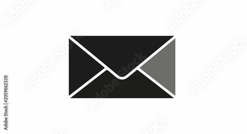 A simple graphic illustration of a closed envelope with black and gray segments