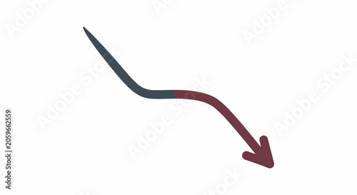 A stylized arrow curves downwards with two distinct color segments