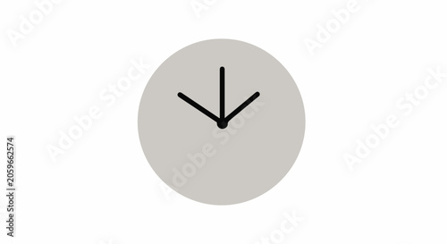 Simple graphic of a clock face with minimalist hands pointing downwards