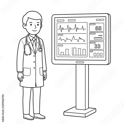 Doctor with medical monitor Vector