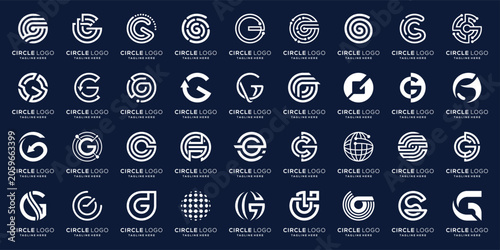 Set of collection initial letter G circle round for business and technology logo design, icon G graphic vector