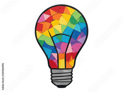 Paper cut lightbulb icon creative idea and innovation concept