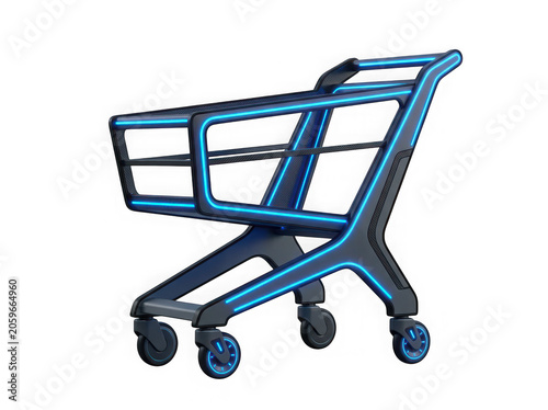 Futuristic robotic shopping cart icon 3D concept technology png