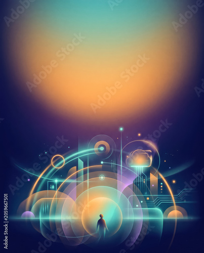 Vertical abstract rainbow light arc for an inclusive social campaign.generative AI