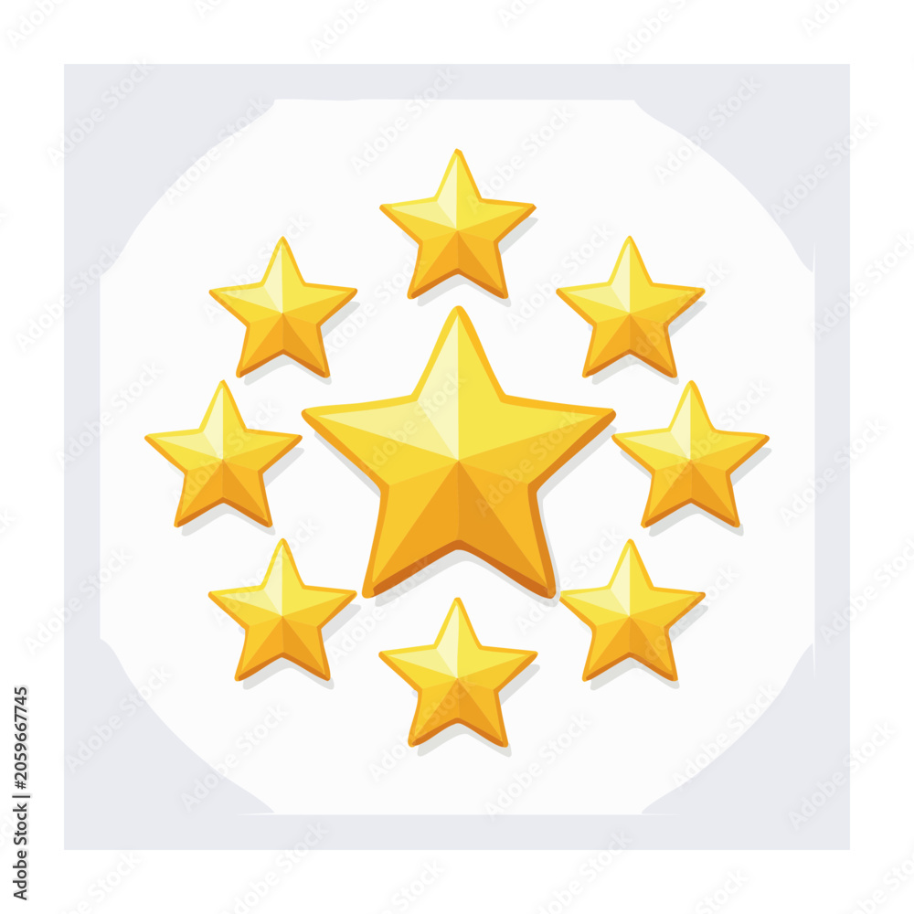 Obraz premium Golden stars icon set in circular arrangement