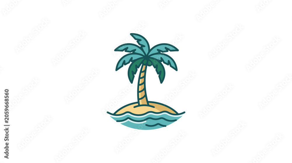 Fototapeta premium Tropical Island Palm Tree Icon