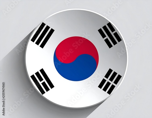Graphic of a circular emblem with the Korean flag