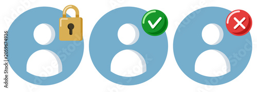 User Access Permission Icon Set for Access Control and Account Security Concept