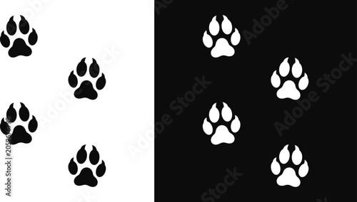 Schilderij op canvas Fox paw prints silhouette. Animal paw prints vector illustration