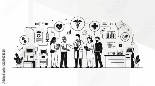 Medical professionals standing in a hospital