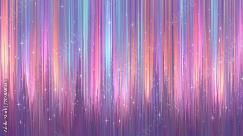 Vertical bands of shimmering pastel colors create a mystical, ethereal curtain effect.