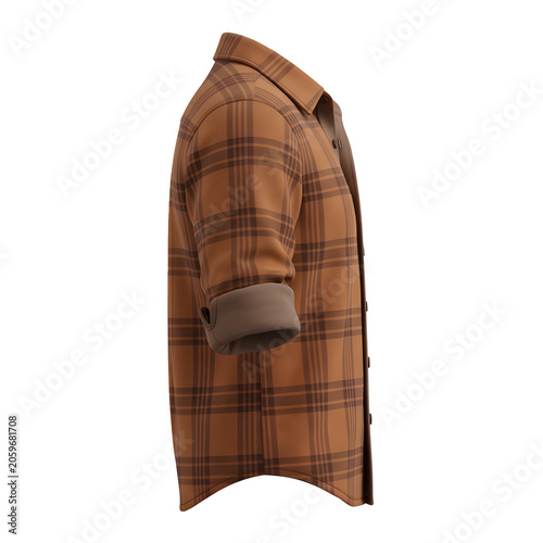 Brown Plaid Shirt 3D Render