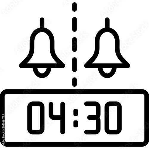 Dual Alarm Clock with Two Separate Wake Up Times Line Icon