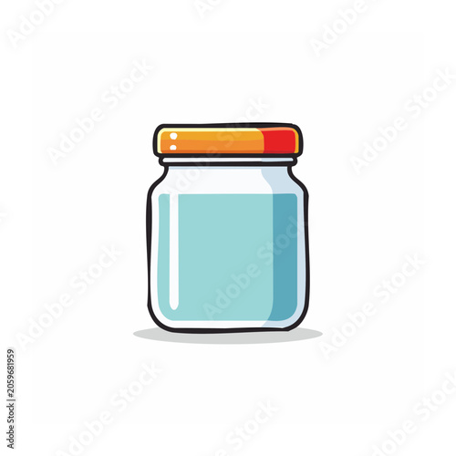 Flat design illustration of a glass jar with lid