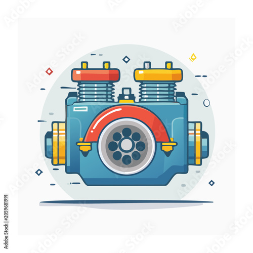 Flat Design Illustration of an Engine