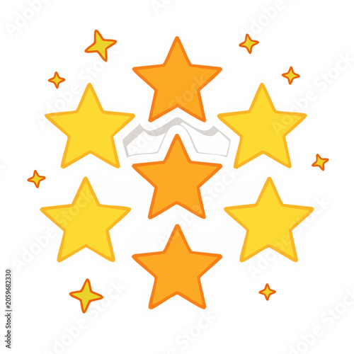 Safety goggles surrounded by colorful stars illustration