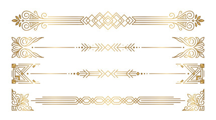 Elegant Gold Art Deco Line Dividers and Ornate Corner Elements