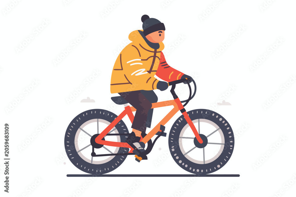 Fototapeta premium Kid staying with bycicle isolated