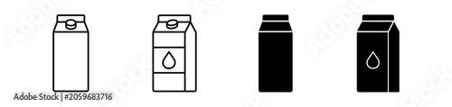  Cartons of milk or juice icon set. Beverage box container symbol. Vector illustration 