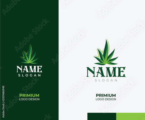Bild auf Leinwand Marijuana, cannabis, weed, and pot logo Branding icon design.