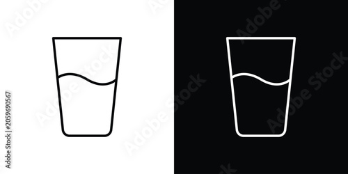 Fotografie Half Glass icon symbol. Vector outline drawing.