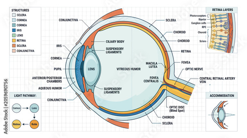 Schilderij op canvas Human Eye Anatomy Detailed Diagram 1.