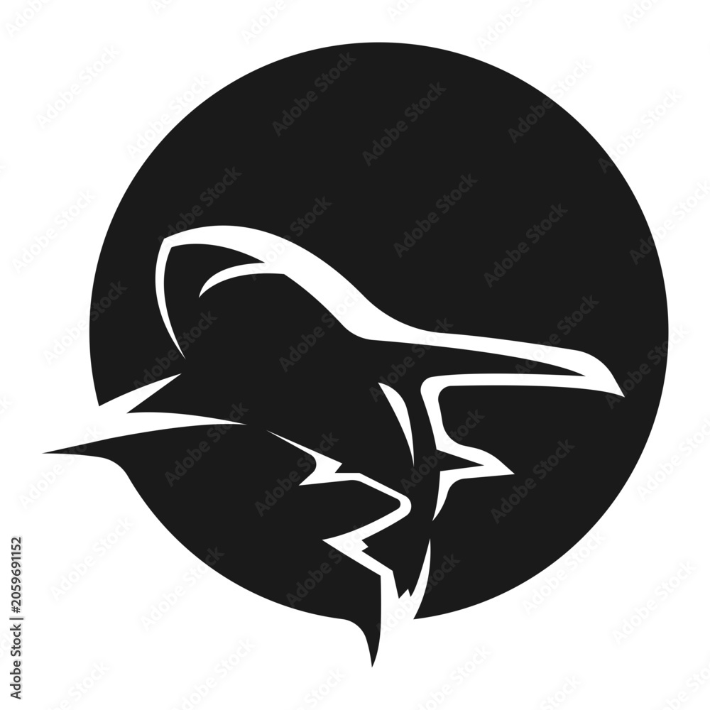 Fototapeta premium Minimalist Circle Shark Graphic Illustration
