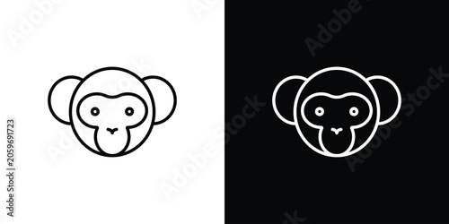 Photography Monkey icon symbol. Vector outline drawing.