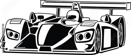 Quadro su tela Prototype endurance race car illustration in monochrome style.