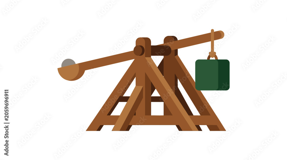 Foto Medieval Trebuchet Siege Engine Vector Illustration