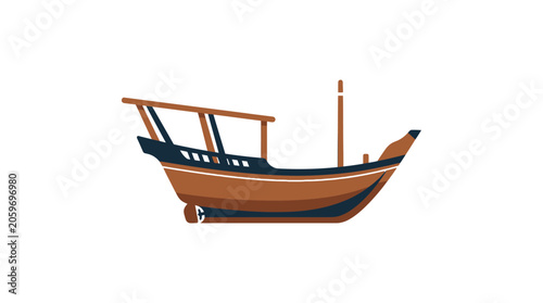 Obraz na płótnie Traditional Dhow Boat Flat Vector Illustration