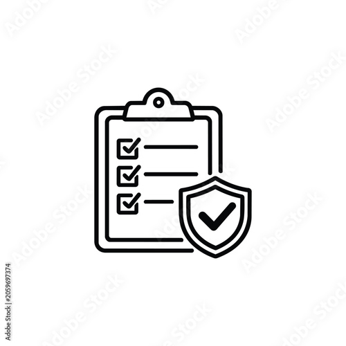Safety Support and Abuse Prevention checklist icon with shield verification, Safety Support and Abuse Prevention compliance document symbol