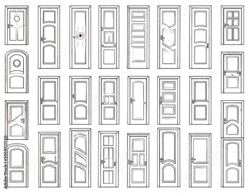 Illustration of various architectural door designs