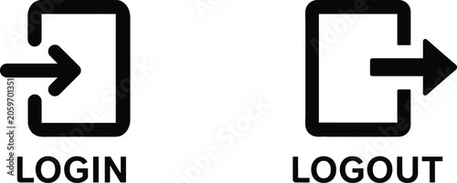 Fotografie Login and Logout Icons Vector Set – User Authentication and Access Control Symbo